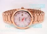 Copy Omega Ladymatic White Dial Rose Gold Case Watch
